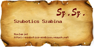 Szubotics Szabina névjegykártya